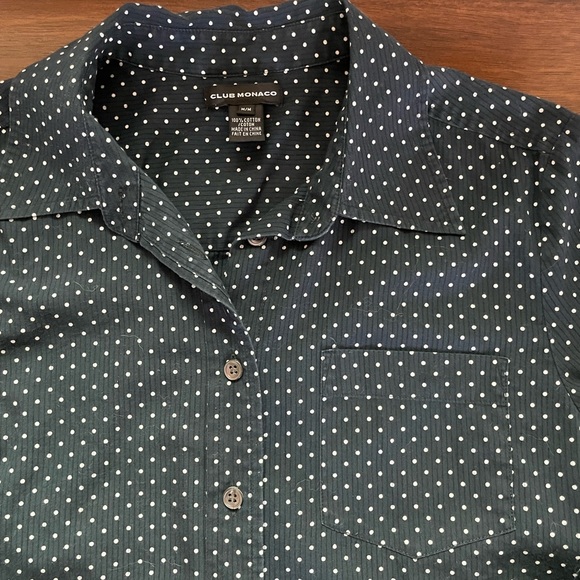 Club Monaco Navy/Indigo/White Polka Dots Button Down Shirt - Picture 6 of 8